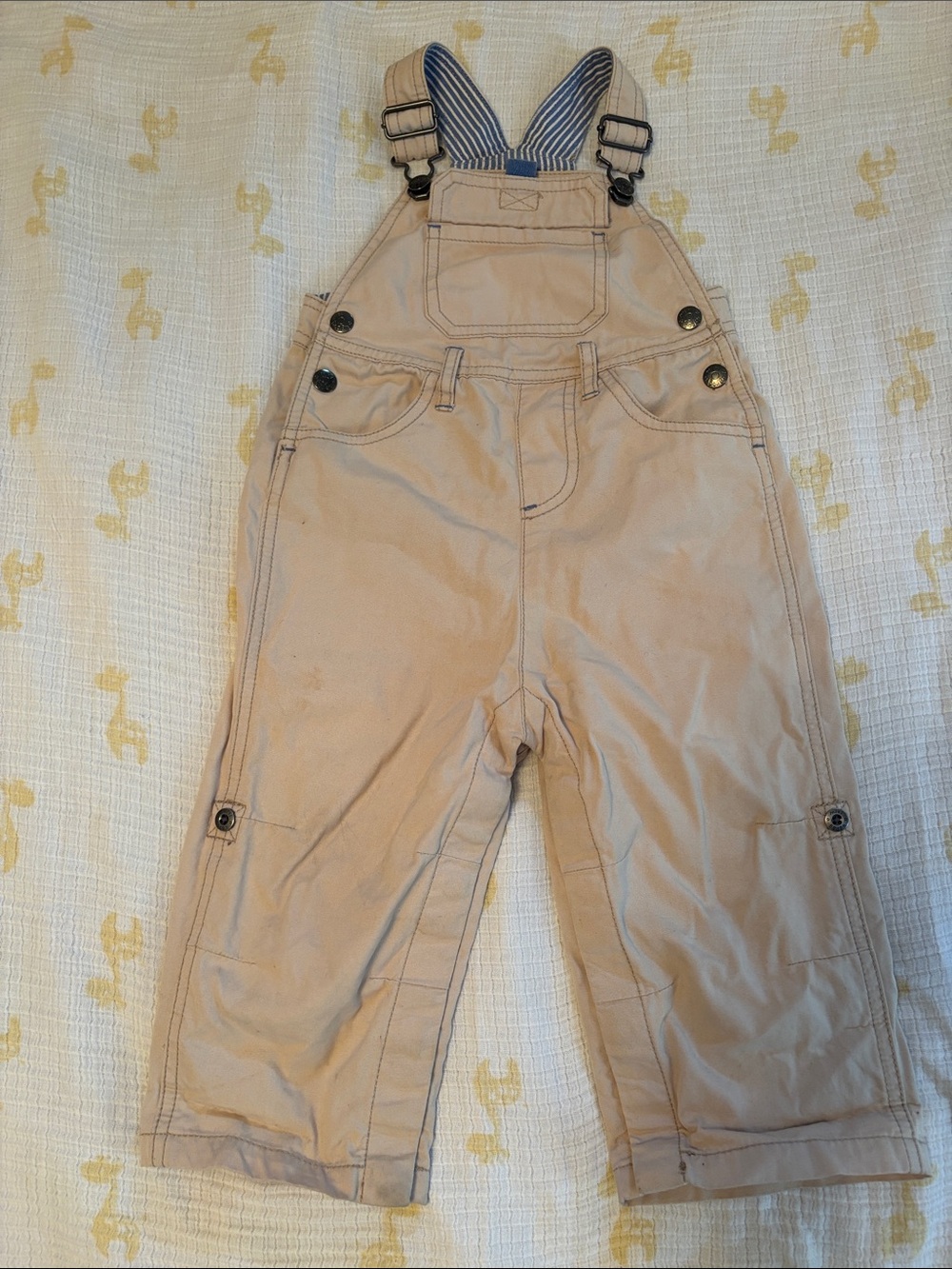 Boden Kids Beige Khaki Utility Overalls Dungarees Adjustable Straps